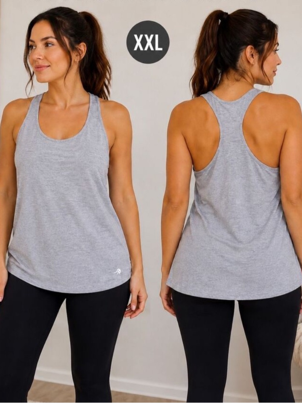 Marika Light Gray Racerback Tank Top